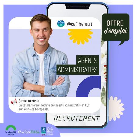 La Caf de l'Hérault recrute des agents administratifs à Montpellier.