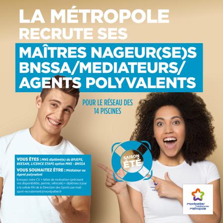 La Métropole de Montpellier (34) recrute pour ses piscines : 70 postes à pourvoir pour la saison estivale.